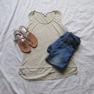 Liz Claiborne Tan Tank Top with Mesh Paneling